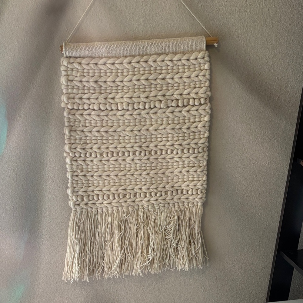 Elegant Cream Woven Wall Tapestry